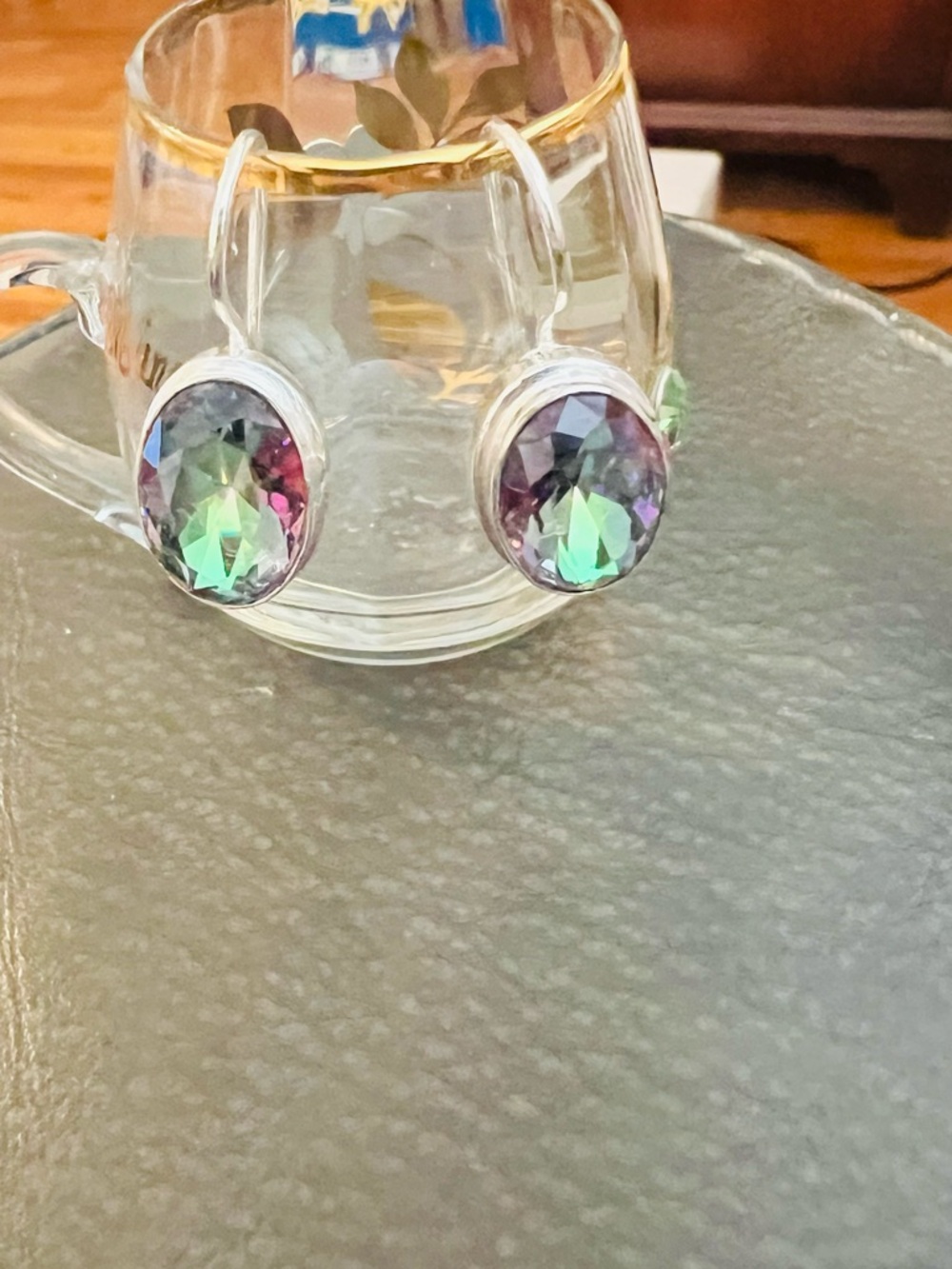 Mystic Topaz Oval Crystal Drop Earrings - Multicolor sterling silver